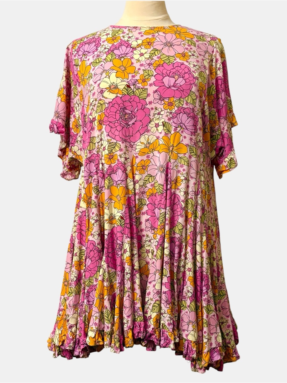 Storia Floral Oversized Flowy Mini Dress